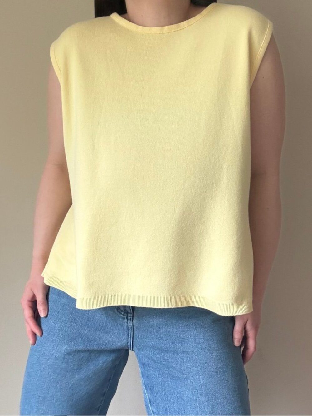 Vintage Knit 100% Cotton Sleeveless Top in Yellow